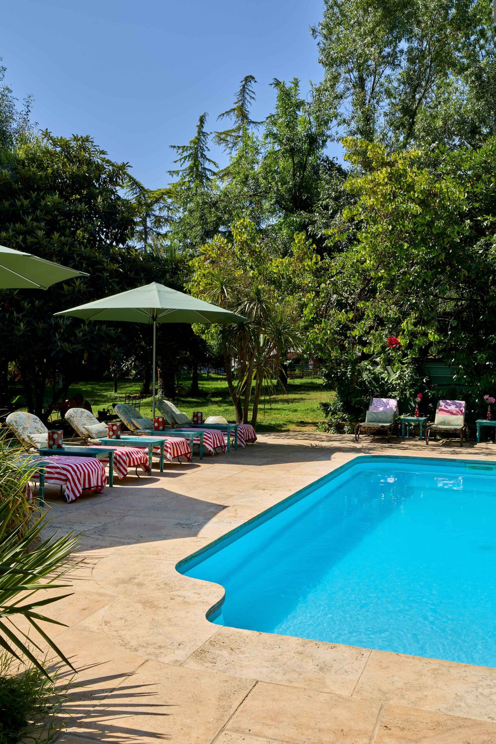 Zoutwaterzwembad in de tuin van B&B 123 Olé bij Girona