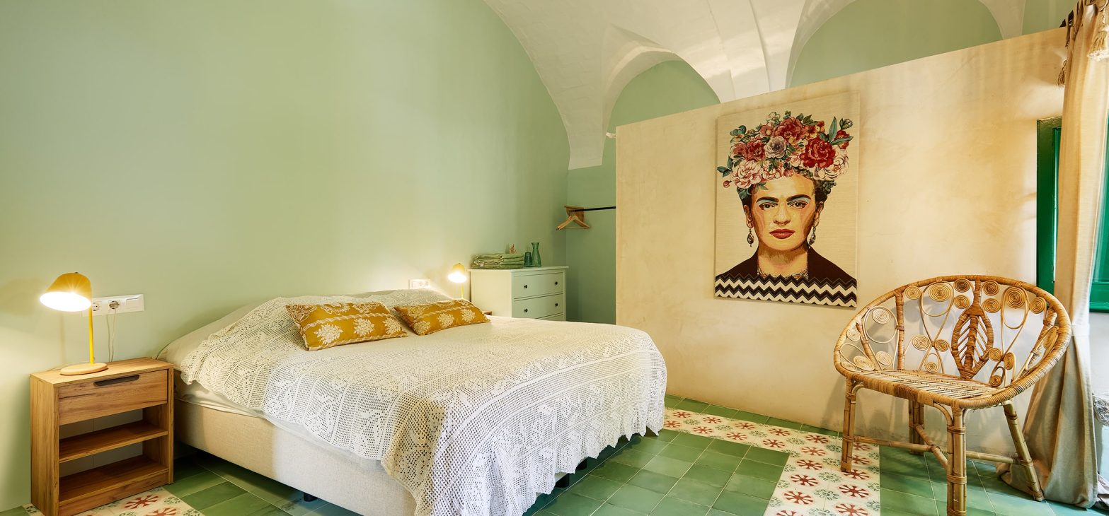 Groene kamer Frida in B&B Mas Ferrer in Spanje