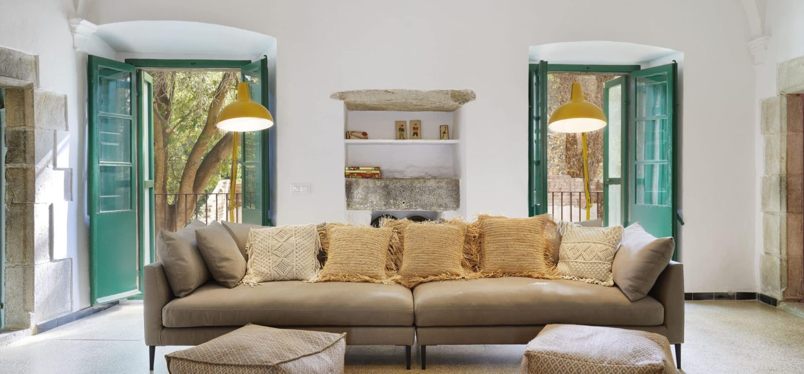 Gezellige woonkamer van B&B Mas Ferrer in Spanje
